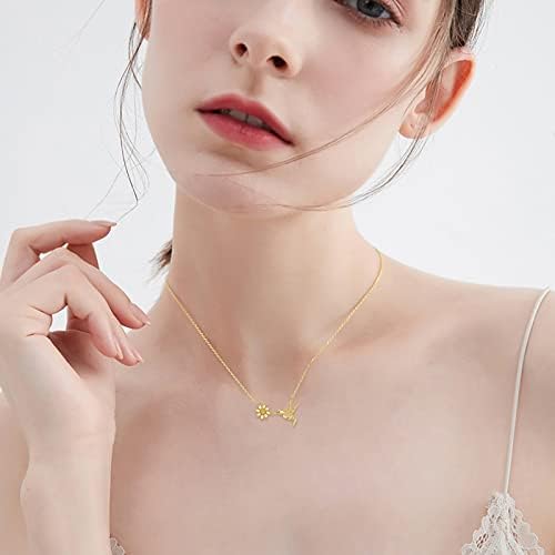 Colar de beija -flor de kecho 14k amarelo dourado margarida flor flor -flores de pingente de colar de jóias para mulheres para