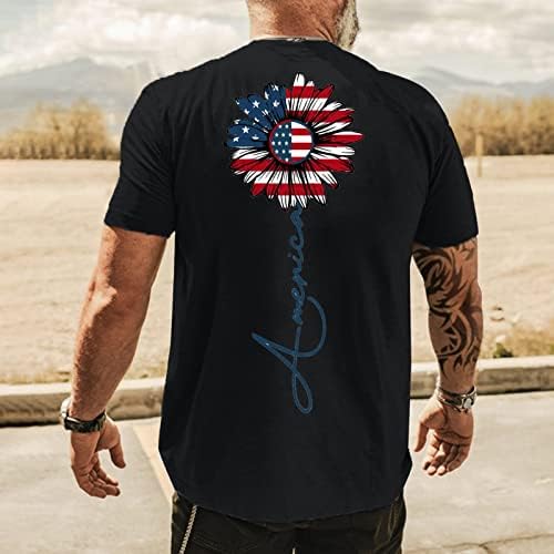 Xxbr 4 de julho Mens camisetas de manga curta, sunflower de verão American Flag Graphic Print Slim Fit Patriot Tee Tops