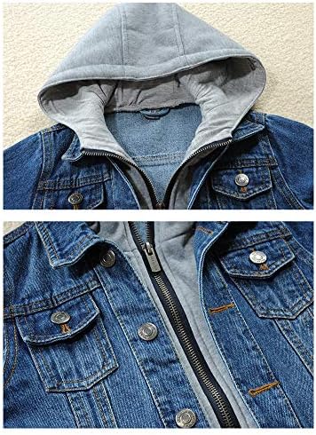 Lisueyne Big Boys Denim Trucker Trucker Ripped Hoodie Jean Outerwear