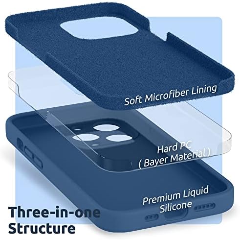 Caixa de silicone Jay Blue Surphy Blue + 3 Protetor de tela de embalagem para iPhone 13 Pro 6,1 polegadas