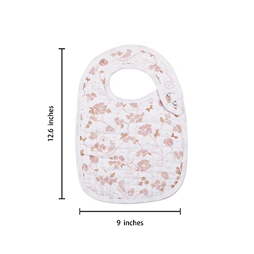 Snap Muslin Bibs for Girls, babadores de 3 pacote para bebês, recém-nascidos e crianças, absorventes de algodão