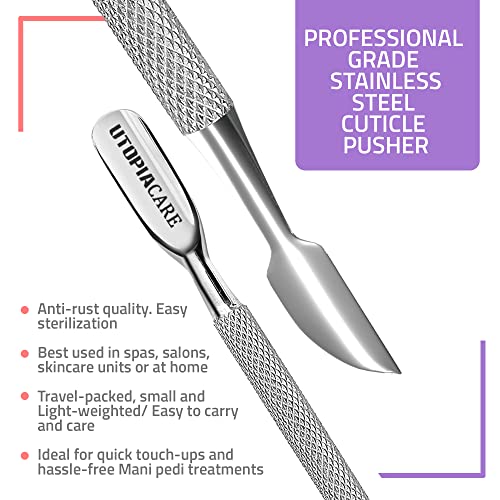 Utopia Care - Cutticle Pusher and Cutter - Removedor de cutículas de aço inoxidável de grau profissional - ferramenta de manicure