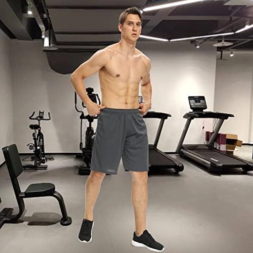Komprexx Mens Workout Shorts de fitness 9 , 3 pacote de ginástica de basquete seco rápido Treinamento curto com bolso