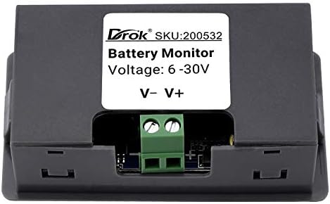 Monitor de bateria DROK para carro, DC 6V-30V Capacidade da bateria Medidor de tensão, 12V de motocicleta de 12V 24V Voltímetro de bateria com suporte de porta USB Saída de carga rápida 3V-12V 5V 9V