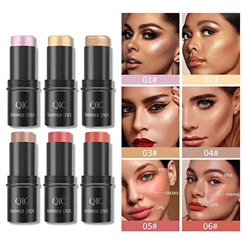 GL-Turelifes Cheeks Blusher Stick Makeup, Sombra do Face Brilhando Bonzel Creme Creme Maquiagem Multi-Funcional Highlighter