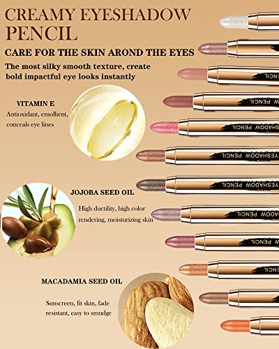 Creme Eyeshadow Stick-1pcs brilho brilho brilho bronzeador metálico shadow shadow com pincel macio, cereal de iluminador