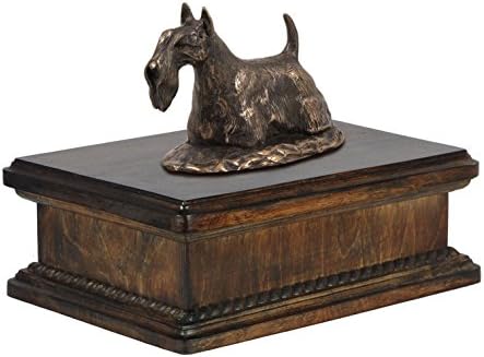 Terrier escocês, memorial, urna para as cinzas de cachorro, com estátua de cachorro, exclusiva, Artdog