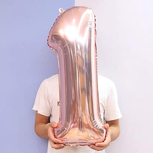 Balão de 1º aniversário de Kungoon, Balão Mylar de ouro rosa, Mylar, Decoração de balão de alumínio do 1º aniversário de