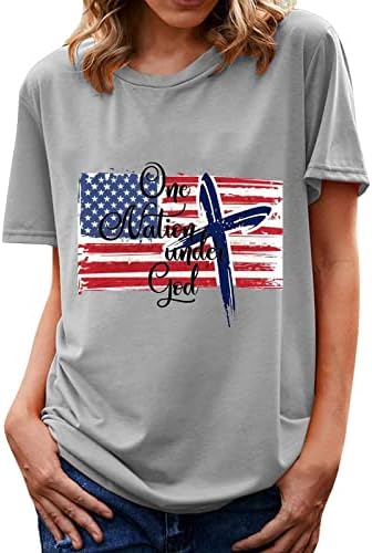 lcepcy feminino independência do dia camisetas letra de letra de letra redonda de manga curta de manga curta camisetas gráficas