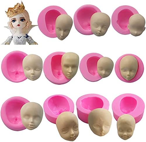 Molde de face heyang 11pcs, moldes de cabeça de bebê de rosto de bebê de silicone, molde de fabricação de bombas de chuveiro, molde de chocolate de sabão de argila super leve