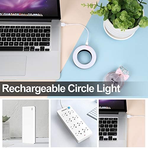 Whellen Selfie Ring Light para telefone, laptop, comprimidos de fotografia de câmera, clipe recarregável na luz portátil da luz do anel preenche a luz com 40 LED