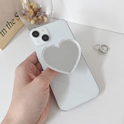 SOMENTO GRIPTOK A GRIP COREAN TOK TOK Simples Coração Round Design Round Mirror Smartphone Cute Drop Prevention Women