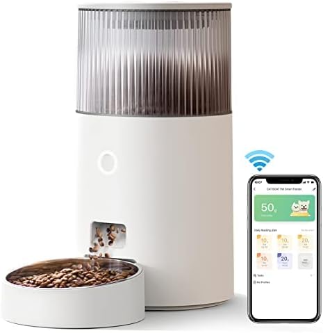 Alimentadores de gatos automáticos de gato, 2,4g WiFi Smart Pet Alimentador com controle de aplicativos, dispensador de alimentos