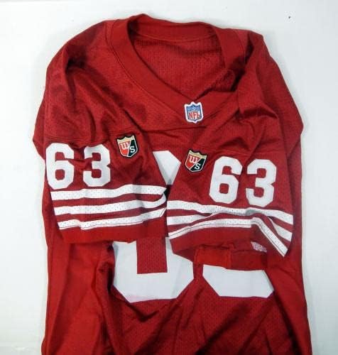 1995 San Francisco 49ers Derrick Deese 63 Jogo emitido Jersey Red 52 DP30189 - Jogo da NFL não assinado