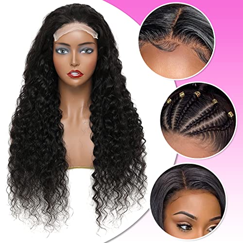 5x5 HD Lace Fechamento perucas cabelos humanos para mulheres negras, Lehan 180% Densidade de onda profunda Lace Front Wig Human