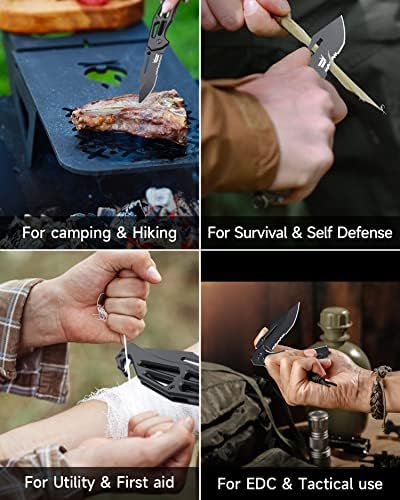 Faca de bolso de veado rush, faca dobrável com clipe, faca de faca EDC para fazer caminhadas para acampar trabalho ao ar livre