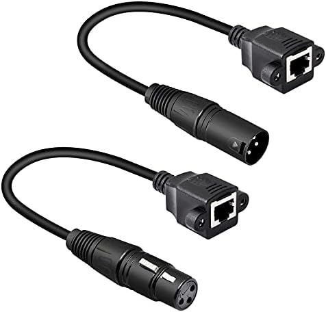 Gelrhonr 1 par xlr 3pin a RJ45 Cabo do adaptador feminino, XLR Male para RJ45 Extensão de conector de rede Use Cat5 Ethernet para