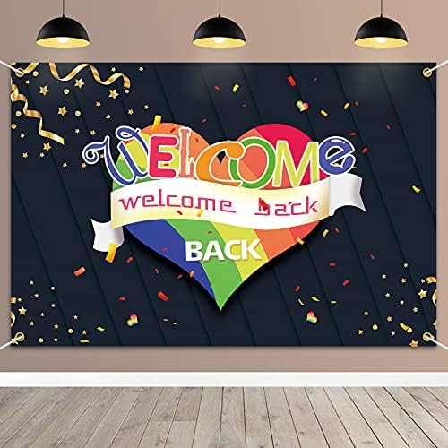 Pakboom Welcome Back Banner Banner Homecoming Retorno Decorações de Partes Supplies para Decoração de Partes da Escola da Família - Black 3,9 x 5,9ft