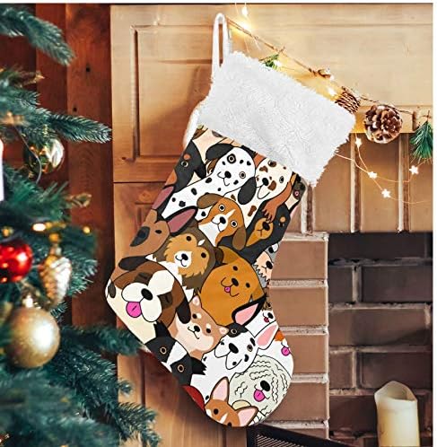 Meias de natal alaza fofo doodle cão imprimir animal clássico clássico personalizado decorações de meia para férias