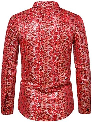 Blusa masculina Tops de moda FOIL FOIL Button Fechar lapela de manga longa Casual Cirtas de Cardigan para festa