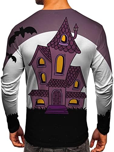 Camisetas xxbr halloween para homens, festa casual housed housed house pank manga longa novidade gráfica slim fit atlético