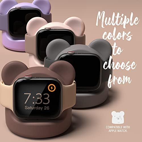 Apooyo Bear Charger Stand Silicone Dock Docker para Apple Watch Series 8/Ultra/SE2/7/6/SE/5/4/3/2/1, Bear Iwatch Charging