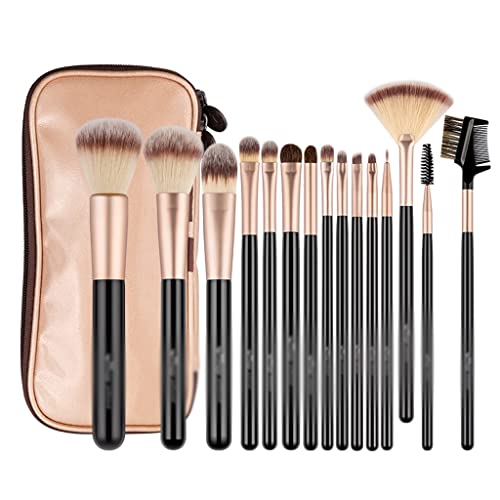 Mgwye 15pcs Magidão conjunto de pincel de madeira Manunhão sintético Kit de escovas de maquiagem profissional para a mistura de sombras