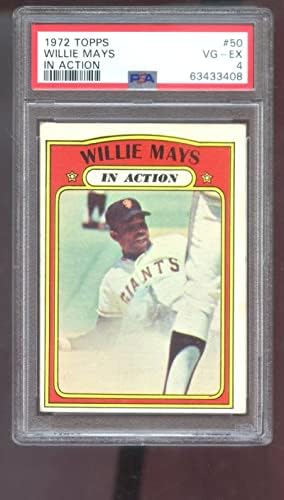 1972 TOPPS 50 Willie Mays em ação IA PSA 4 Cartão de beisebol graduado MLB Giants - Cartões de beisebol com lajes