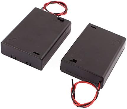 X-Dree 7 PCS Caixa de célula da bateria com tampa 3 x 1,5V AA Fio duplo de plástico preto (Estuche para Celdas de Batería de 7 Piezas Con Cubierta 3 x 1,5 V AA, Doble Cable de Plástico negro