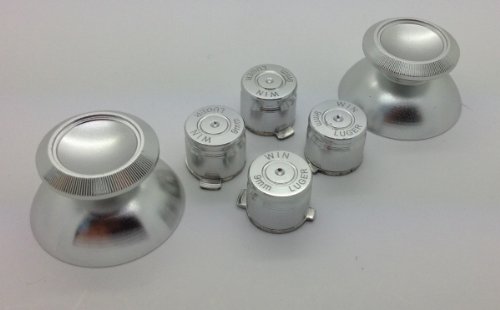 Botões de bala de prata de metal + thumbsticks para choque duplo 4 ps4 controlador mod kit