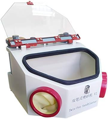 Máquina de are de areia elétrica de touca de gêmea com caneta dupla com controle de pedal e latas de plástico