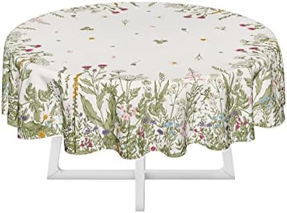 Horaldaily Spring Summer Summer Tolera de mesa 60x60 polegadas redonda, flores silvestres capa de mesa floral para decoração de jantar de piquenique para festas