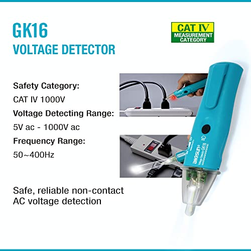 Allsun GK16 Detector de tensão CA de caneta não-contato para detectar o detector CA elétrico de 5-1000v com indicador LED BirZZER