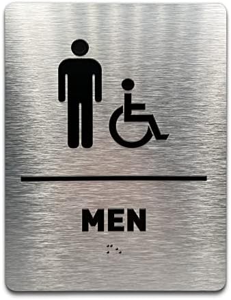 Todo o sinal de banheiro de gênero da GDS - compatível com ADA, cadeira de rodas acessível, ícones elevados e braille de grau