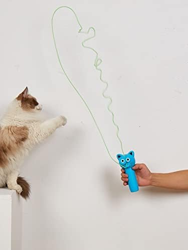 Qwinee corda lançadora hélice brinquedo de brinquedo de brinquedo de gato de gato brinquedo portátil interativo controlador