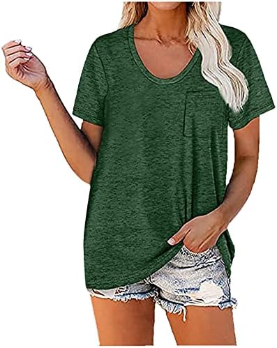 Tee de blusa da ANHOO para meninas outono no verão de manga curta 2023 Vonete v algodão de algodão Casual Blouse