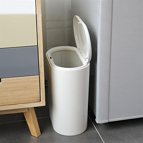 Lixo desnatado lata banheiro 8l plástico lixo de encaixe slim pode desperdiçar cesta de papel com capa lixo de vaso sanitário