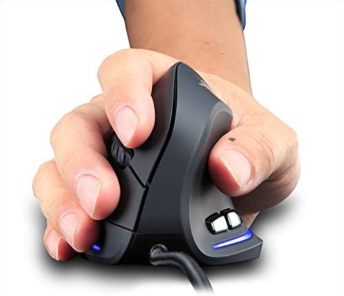 Mouse vertical, zelotes mouse ergonômico, 3200dpi led mouse wired USB LED, 6 botões para laptop, desktop, PC, MacBook,