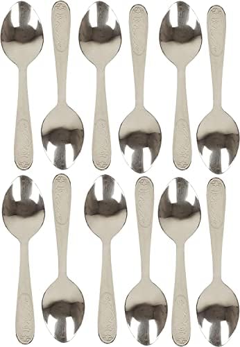 S2J Solas de aço inoxidável Spoons de lavar louça Segura Conta de colher de chá de colher de chá de 12 colheres de sobremesa de
