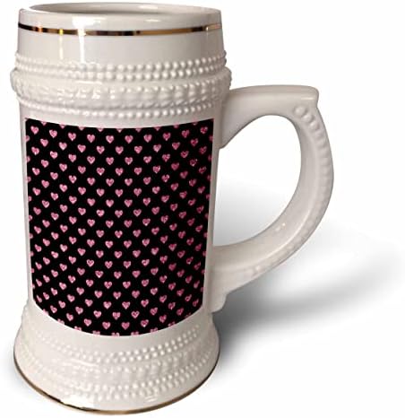 3drose bonita imagem preta e rosa de Glitter Hearts Pattern - 22oz de caneca de Stein