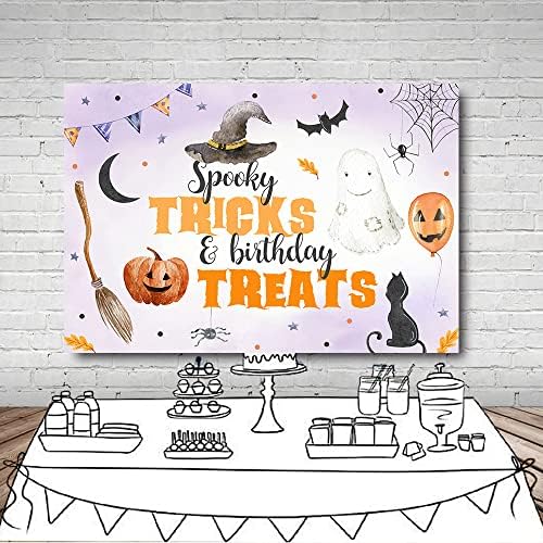 Mehofond 10x7ft Halloween truques assustadores e brindes de aniversário menino menina aniversário outono abóbora banner de fundo