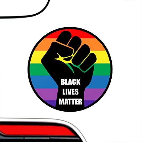 BLM Gay Pride LGBT Black Lives Matéria Adesivo - LGBTQ -IA Bandeira do arco -íris Decalque premium de vinil 3 x 3 polegada para carro de carro de carro