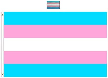 Bandeira transgênero de LinAgarten Bandeira trans 3x5ft com manchas decorativas de arco -íris LGBT