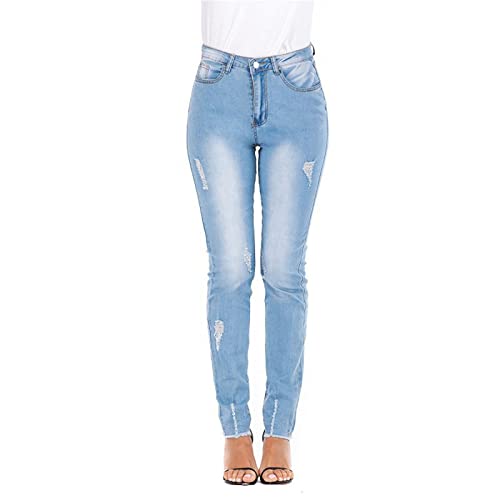 Jeans de cintura alta de peito duplo feminino Butting Butting Button Down Palnta de jeans retro calças jeans magras