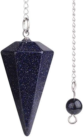 Sharvguntm Blue Synthetic Goldstone Gemstone Rock Crystal Hexagonal Reiki Chakra Pinging Pendulum