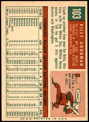 1959 Topps 103 Billy Goodman Chicago White Sox Ex/Mt White Sox