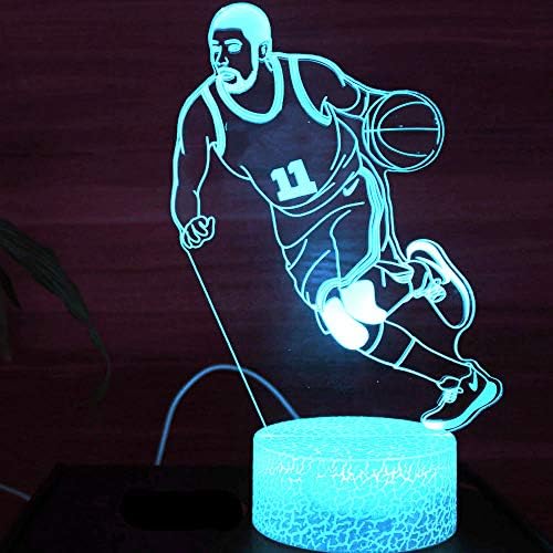 Jinnwell 3d Basquete esportivo Night Lâmpada leve Ilusão LED 7 Cores Alteração do toque Touch mesa de mesa Lâmpadas de decoração de