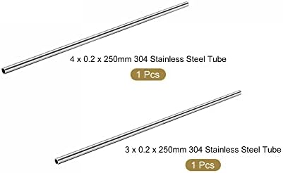 UXCELL 304 Tubulação de aço inoxidável 3mm/4mm od 0,2mm espessura da parede de 250 mm de comprimento de 2