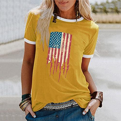 American Flag Heart Top for Women 4 de julho Camisa patriótica Trendy Loose Fit Tunic Tees Graphic USA Independence