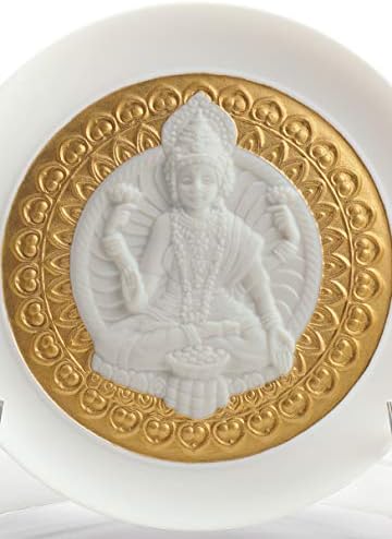 Lladró Goddes Lakshmi e Lord Ganesha Placas decorativas. Lustre dourado. Placas de porcelana.